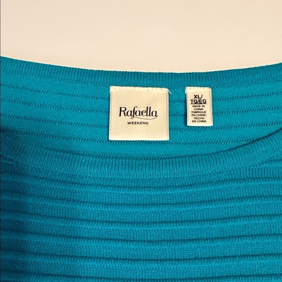 Rafaella Vibrant Teal Ribbed Sweater , XL - Picture 3 of 4